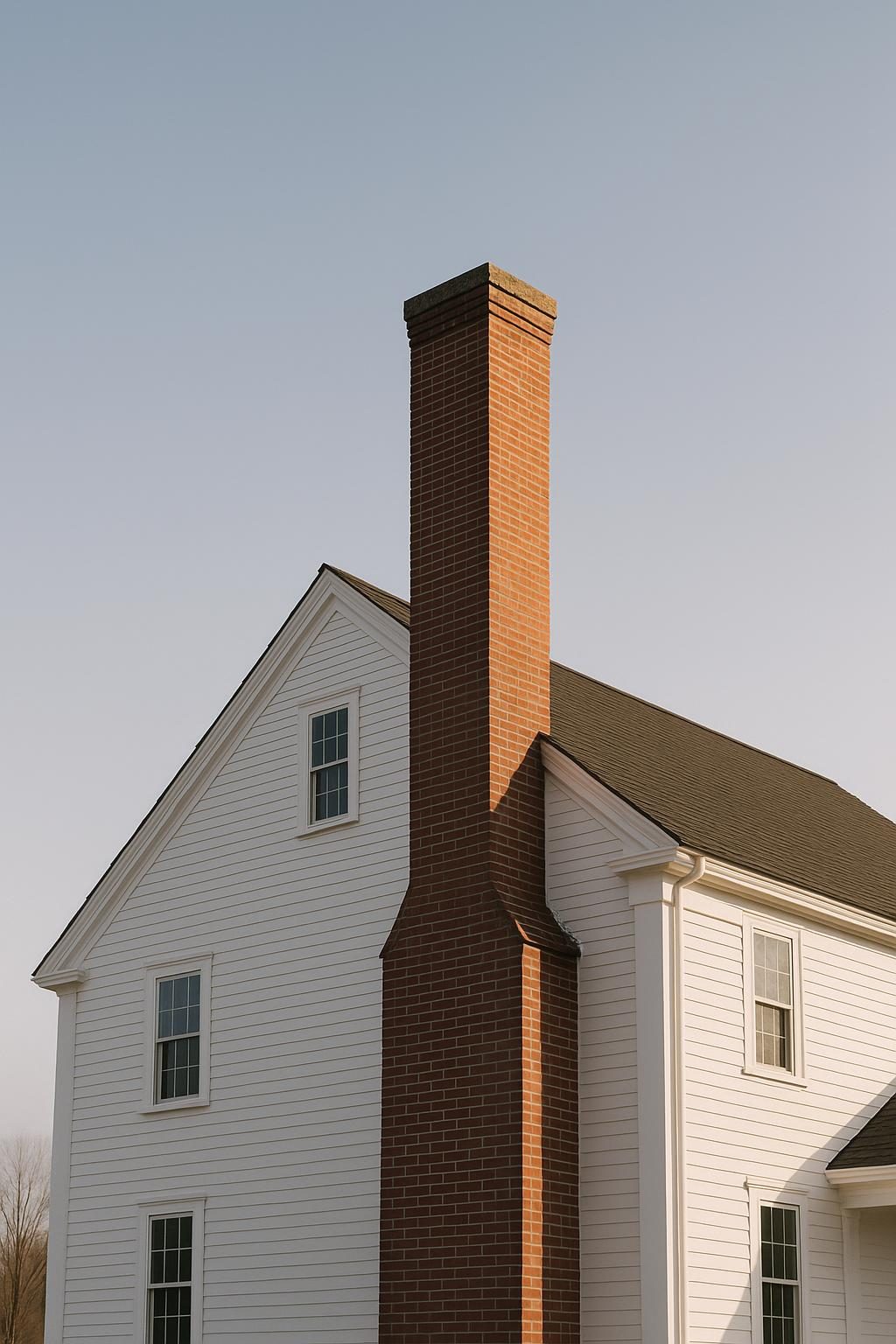 Brick chimney on a colonial house (illustration)